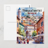 Carte Postale Thessalonique Grèce Voyage aquarelle peintures (Devant / Derrière)