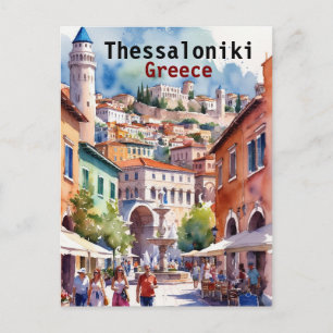 Carte Postale Thessalonique Grèce Voyage aquarelle peintures