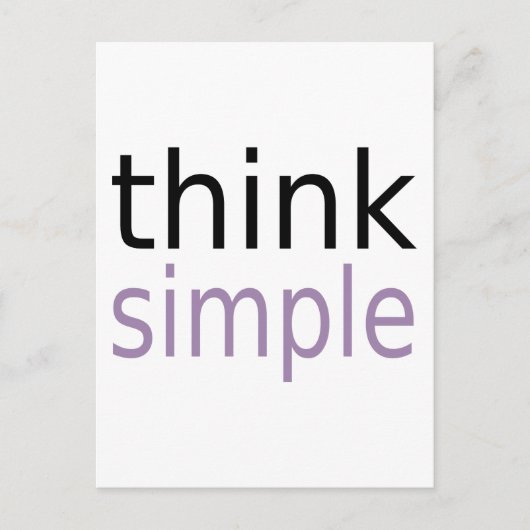 Carte Postale Think Simple (édition violette) (Devant)