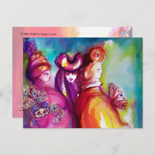 Carte Postale THIRD MASK / mascarade de Venise (Devant / Derrière)