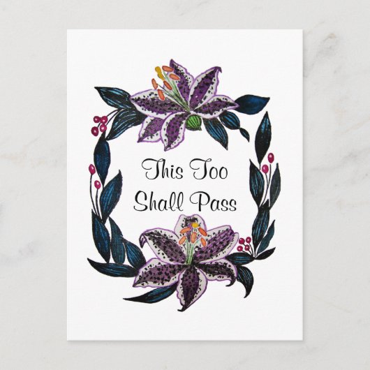 Carte Postale "This Too Shop Pass" Aquarelle Lily Wreath (Devant)