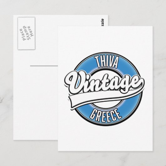 Carte Postale Thiva Grèce logo vintage (Devant / Derrière)