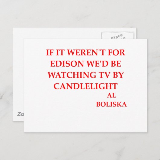 Carte Postale thomas edison blague (Devant / Derrière)