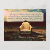 Carte Postale Thomas Edison Citation Inspirationnelle "Échecs" (Devant)