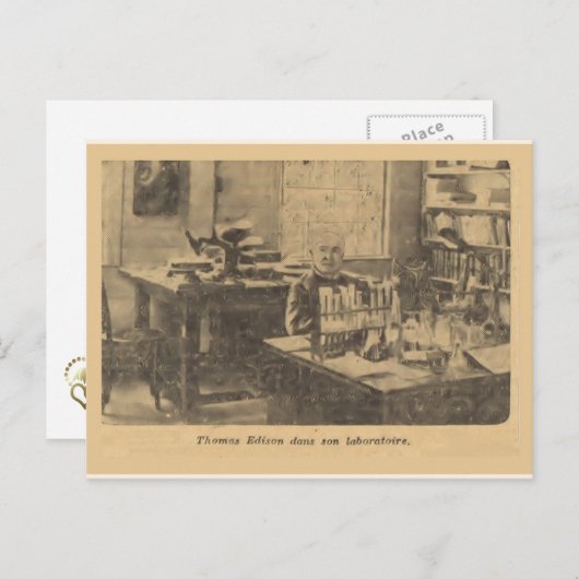 Carte Postale Thomas Edison dans son laboratoire (Devant / Derrière)