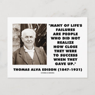 Carte Postale Thomas Edison Échecs proches du succès laissés par