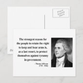 Carte Postale Thomas Jefferson Citation 6b (Devant / Derrière)