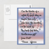Carte Postale Thomas Jefferson cite "Nos libertés" (Devant / Derrière)