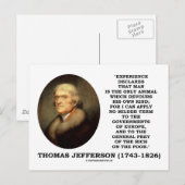 Carte Postale Thomas Jefferson Expérience Homme Devours Propre (Devant / Derrière)