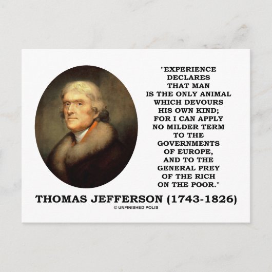 Carte Postale Thomas Jefferson Expérience Homme Devours Propre (Devant)