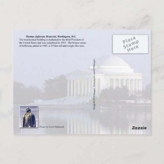 Carte Postale Thomas Jefferson Memorial, Washington, D.C. (Dos)