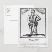 Carte Postale Thomas Nashe, d'une brochure, pub. en 1597 (Devant / Derrière)