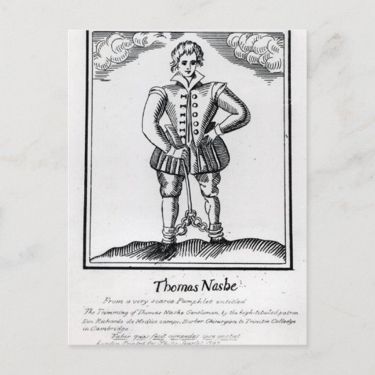 Carte Postale Thomas Nashe, d'une brochure, pub. en 1597 (Devant)
