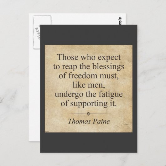 Carte Postale Thomas Paine (Devant / Derrière)