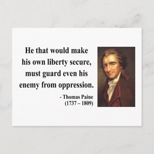 Carte Postale Thomas Paine Citation 3b (Devant)