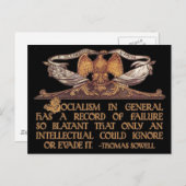 Carte Postale Thomas Sowell Citation sur le socialisme (Devant / Derrière)