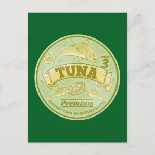 Carte Postale Thon peut pop art en étain poisson