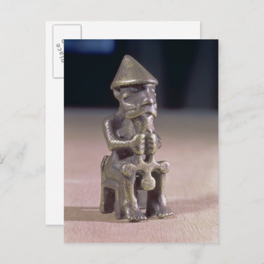 Carte Postale Thor avec un marteau, statuette trouvée en Islande (Devant / Derrière)