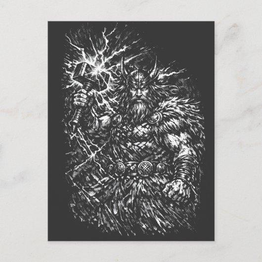Carte Postale Thor — Dieu du Tonnerre Foudroyé (Devant)