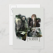 Carte Postale THORIN OAKENSHIELD™, BILBO BAGGINS™, & Gandalf Art (Devant / Derrière)