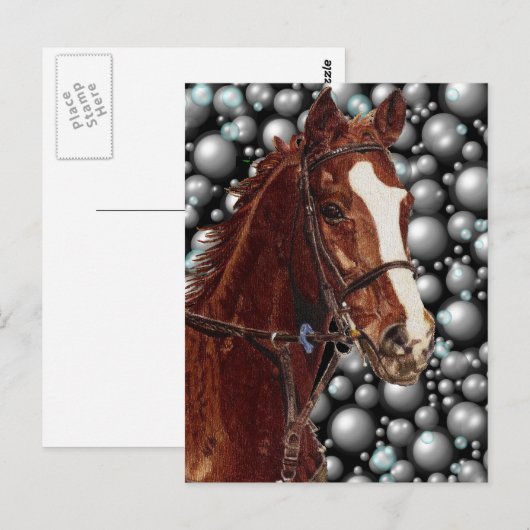 Carte Postale Thoroughbred & Bubbles Art (Devant / Derrière)