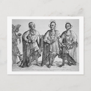Carte Postale Three American Cherokee Chiefs, 1762 (gravure)