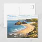 Carte Postale Three Cliffs Bay Parkmill Royaume-Uni (Devant / Derrière)