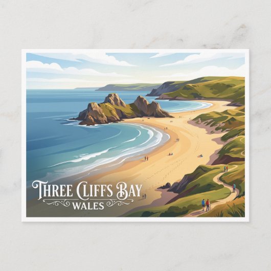 Carte Postale Three Cliffs Bay Parkmill Royaume-Uni (Devant)