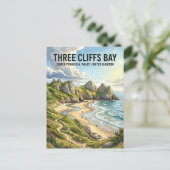 Carte Postale Three Cliffs Bay Royaume-Uni (Debout devant)