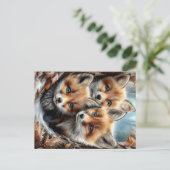 Carte Postale Three Cute Fox Cubs in Forest (Debout devant)
