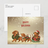 Carte Postale Three Festive Dachshund (Devant / Derrière)