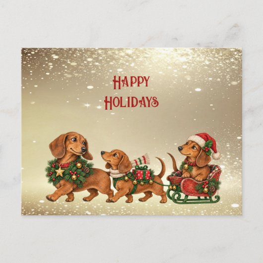 Carte Postale Three Festive Dachshund (Devant)