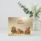 Carte Postale Three Festive Dachshund (Debout devant)