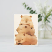 Carte Postale Three Napping Capybara Stack Minimalist Animal (Debout devant)
