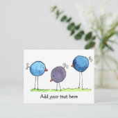 Carte Postale Three Whimsical Watercolor Birds (Debout devant)