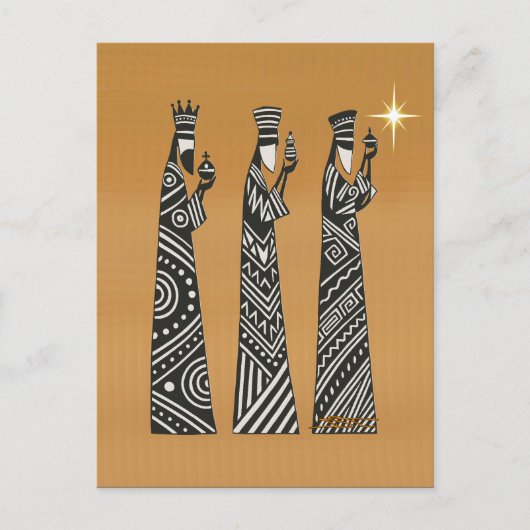 Carte Postale Three Wise Men Black & White Christmas Nativity (Devant)