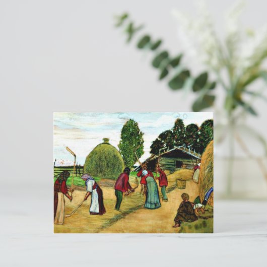 Carte Postale Threshing, tableau de Boris Kustodiev (Debout devant)