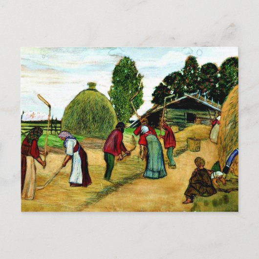 Carte Postale Threshing, tableau de Boris Kustodiev (Devant)