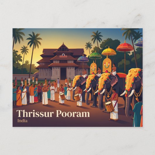 Carte Postale Thrissur Pooram Inde (Devant)