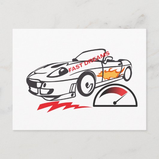 Carte Postale Throw Pillow Fast Dreams –Racing Car Pillow Design (Devant)