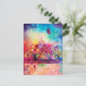 CARTE POSTALE THUMBELINA, PANIER À FLEURS ET BOUTEILLE (Debout devant)