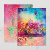 CARTE POSTALE THUMBELINA, PANIER À FLEURS ET BOUTEILLE (Devant / Derrière)