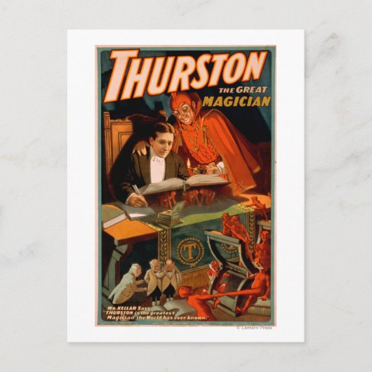 Carte Postale Thurston le grand magicien avec la magie du diable (Devant)