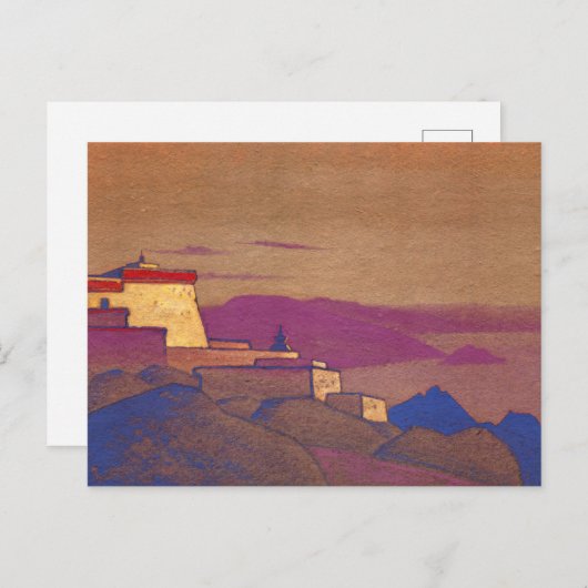 Carte Postale Tibet, monastère de Gelugpa par Nicholas Roerich (Devant / Derrière)