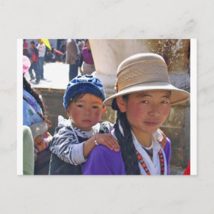 Carte Postale Tibétaine avec enfant