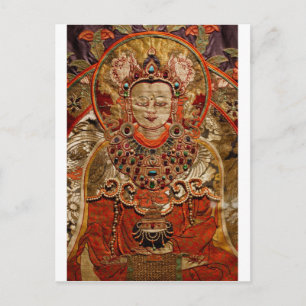 CARTE POSTALE TIBÉTAN THANGKA TRAVAIL D'ART SUR LA SOIE