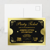 Carte Postale Ticket de fête doré (Devant / Derrière)