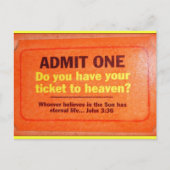 Carte postale Ticket to paradis (Devant)