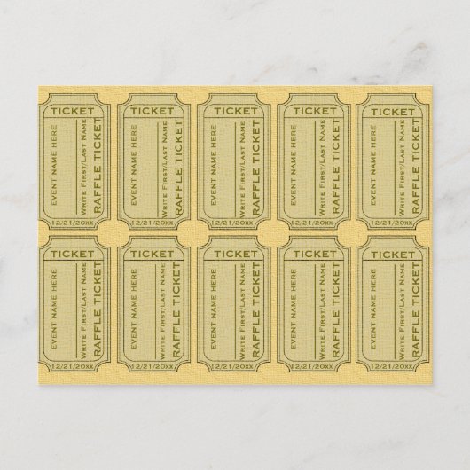 Carte Postale Tickets Gold Raffle (Devant)