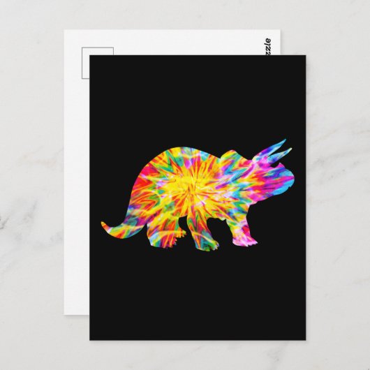 CARTE POSTALE TIE DYE DINOSAUR (Devant / Derrière)